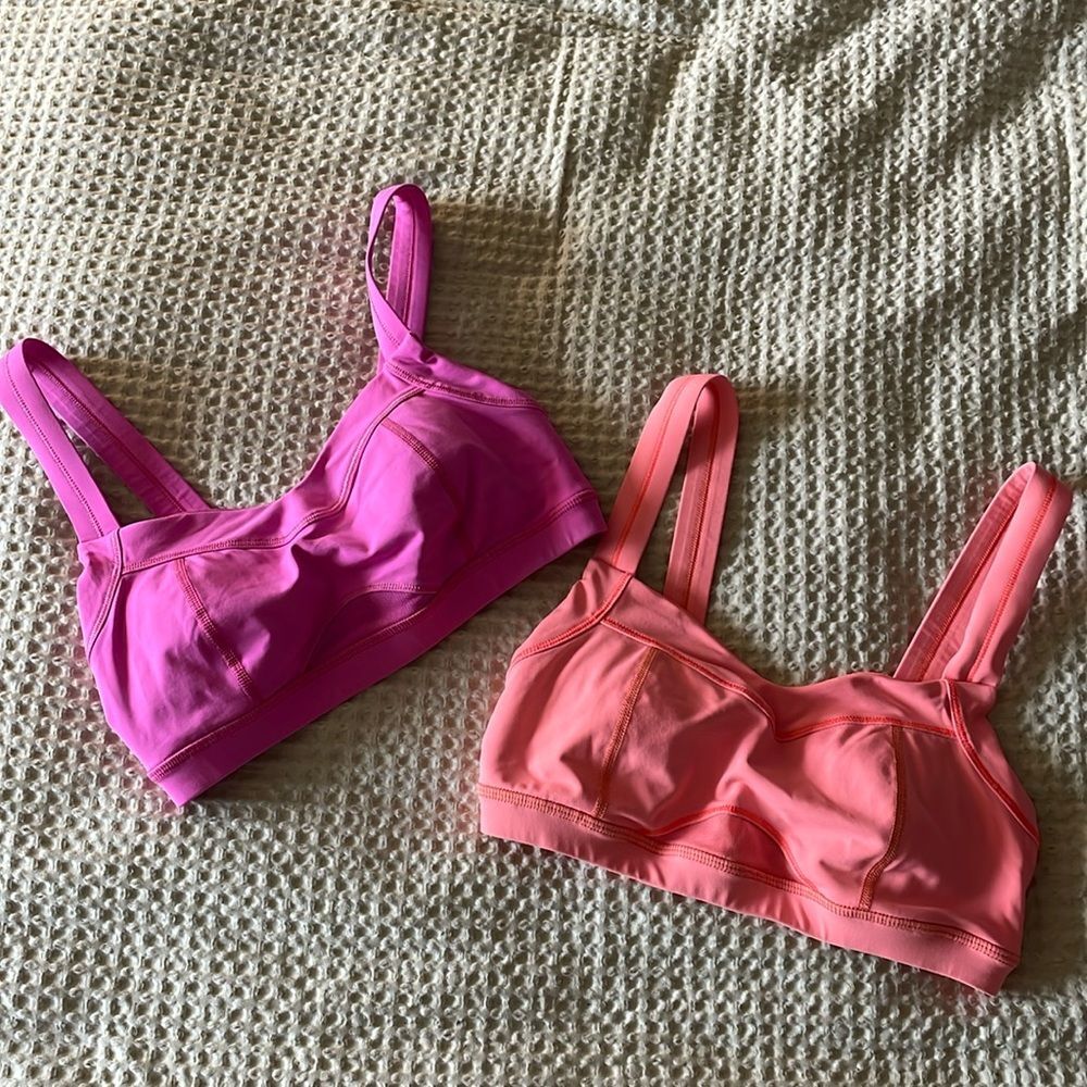 LULULEMON sports bras bundle 2 two pack lot pink orange size 4 small s